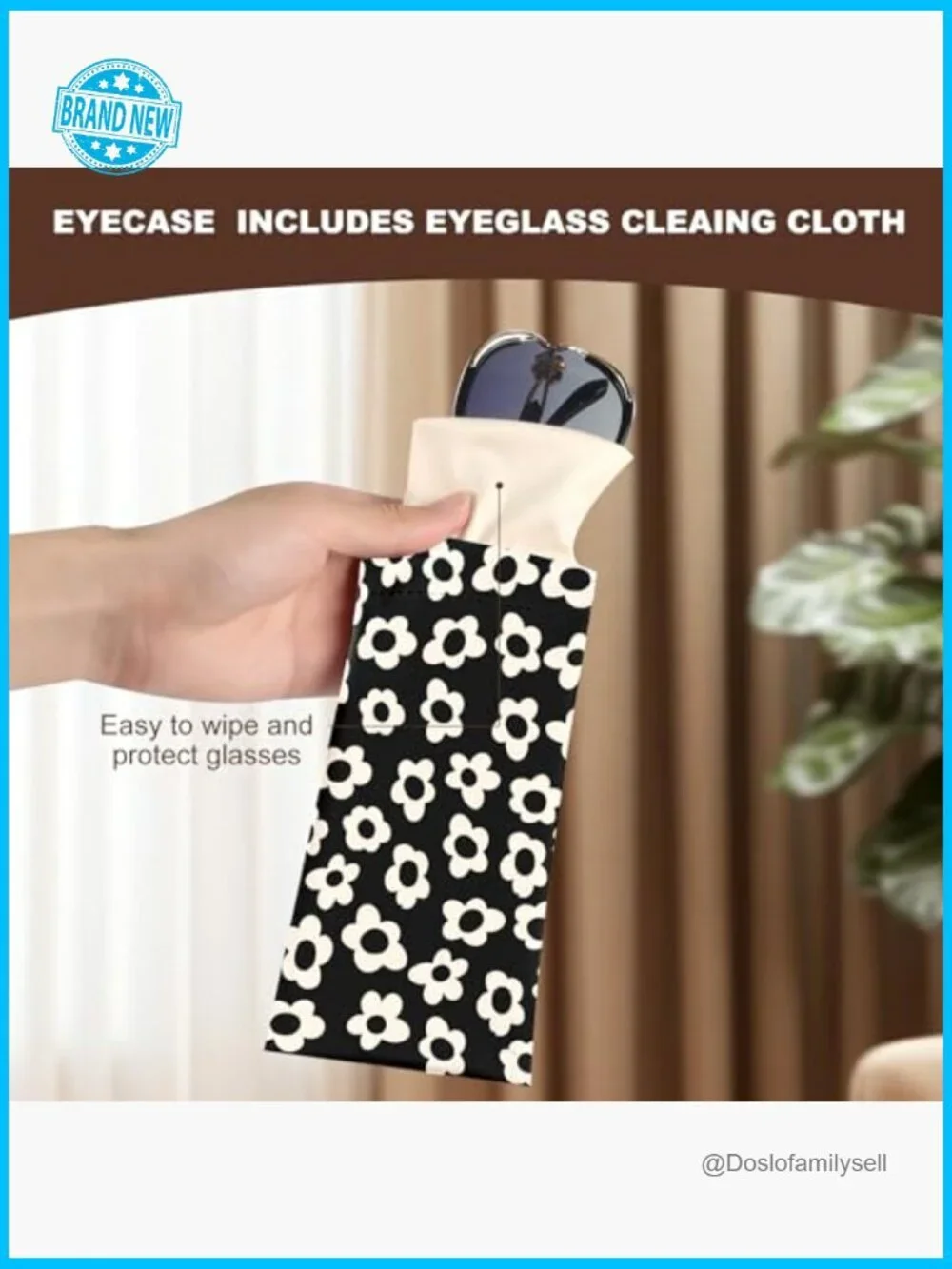 Soft PU Leather Eyeglass Cases with Cleaning Cloth Cute Floral Pattern Pouch